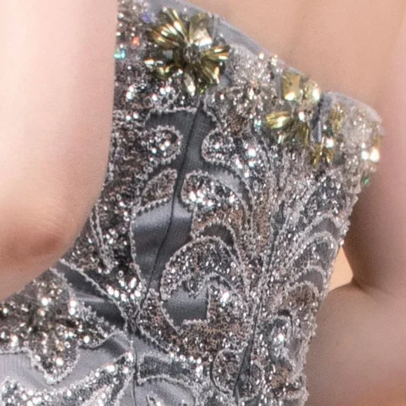 NEW OFF SHOULDER SLEEVELESS A-LINE STRAPLESS EMBROIDERED SEQUINS DRESS GL1147